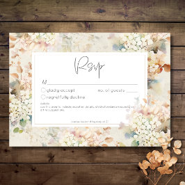 Romantische neutrale Vintage Hydrangeas-Hochzeit RSVP Karte