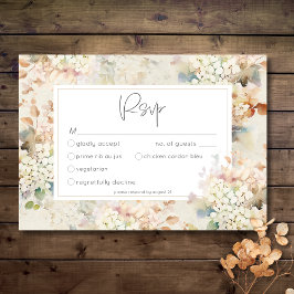 Romantische neutrale Vintage Hydrangeas Hochzeitse RSVP Karte