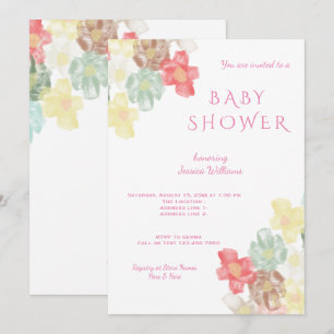 Romantische, noble BlumenAquarell-Babyparty Einladung