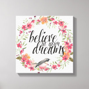 Romantische Oleander Bird Rosa Blumenträume Leinwanddruck