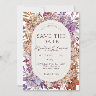 Romantische Orange Lavender Floral Save The Date