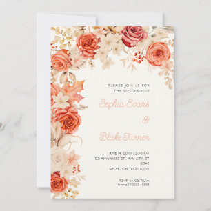 Romantische orange und weiße Rosen Weiße Creme-Hoc Einladung