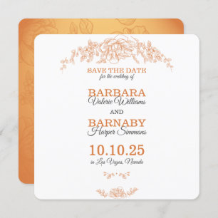 Romantische Orange & White Save the Date Card
