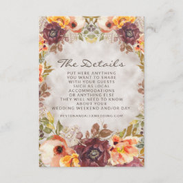 Romantische Orangenrost Creme Herbst Details Begleitkarte