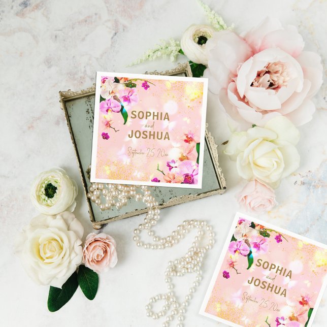 Romantische Orchid Bouquet Elegante Hochzeit Serviette (Von Creator hochgeladen)