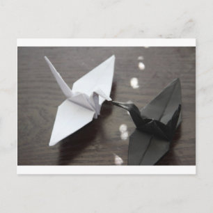 Romantische Origami-Krane Postkarte