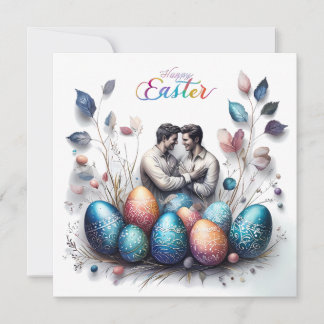 Romantische Osterkarte mit Love Couple & Elegant Feiertagskarte