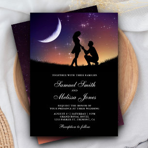Romantische Paare Crescent Moon and Stars Wedding Einladung
