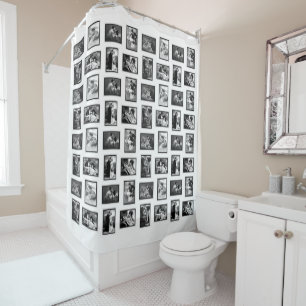 Romantische Paare Vintage Postkarten in Schwarzwei Duschvorhang