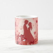 Romantische Paartasse Valentinsgeschenk mit Herzen