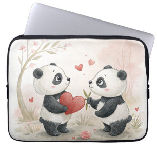 Romantische Panda-Karte Laptopschutzhülle
