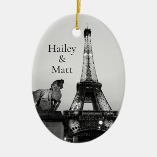 Romantische Paris Lit Up Eiffel Tower Wedding Keramik Ornament