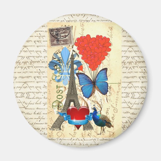 Romantische Pariser Collage Magnet (Vorne)