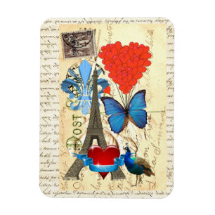 Romantische Pariser Collage Magnet