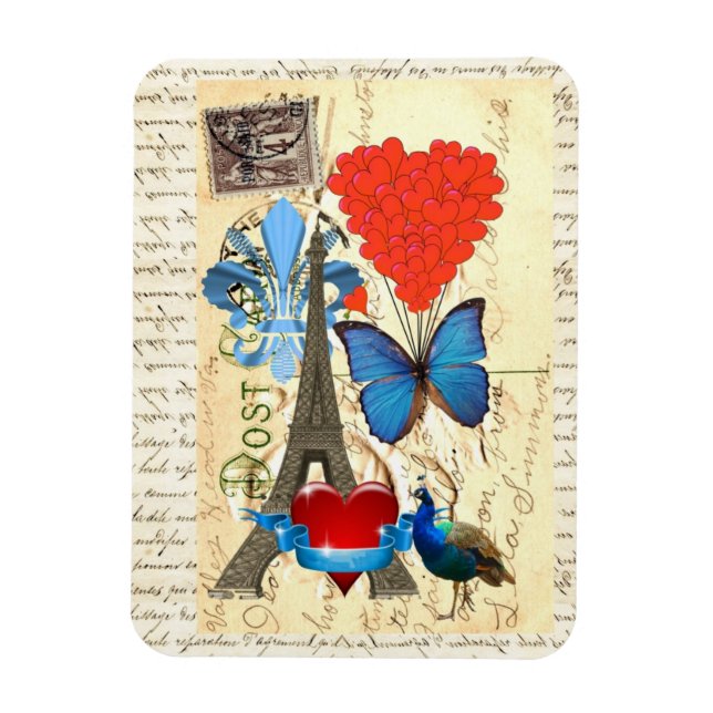 Romantische Pariser Collage Magnet (Vertikal)