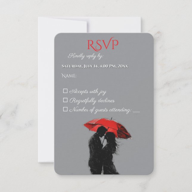 Romantische Pariser Liebe Silhouette RSVP Karte (Vorderseite)