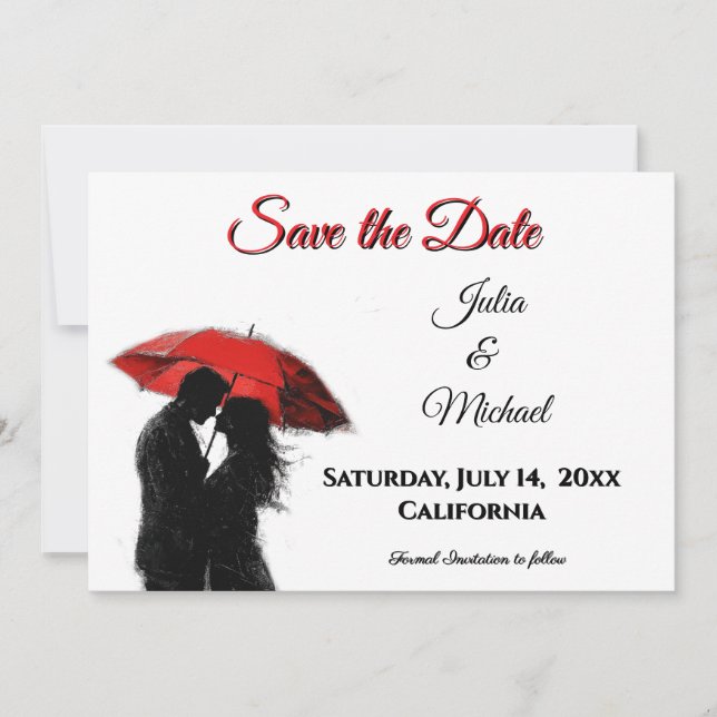 Romantische Pariser Liebe Silhouette Save The Date (Vorderseite)