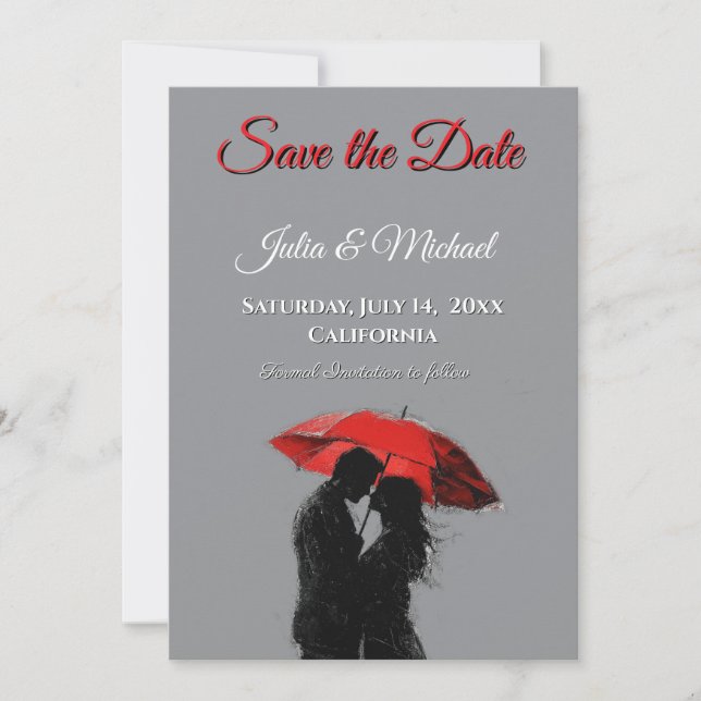 Romantische Pariser Liebe Silhouette Save The Date (Vorderseite)