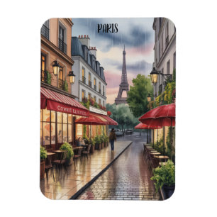 Romantische Pariser Straße Eiffelturm Aquarell Magnet