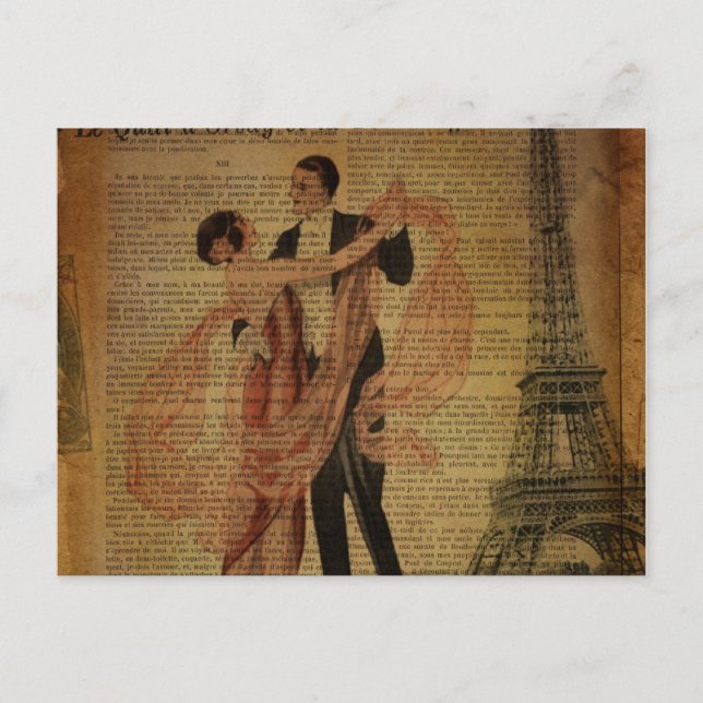 romantische Pariser Waltz-Tänzer Postkarte (Vorderseite)