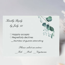 Romantische Pastel Green Eucalyptus Wedding RSVP Karte