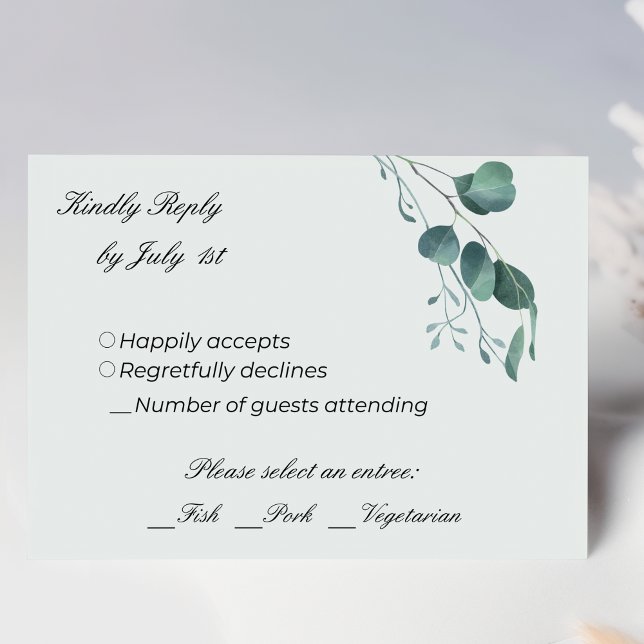 Romantische Pastel Green Eucalyptus Wedding RSVP Karte (Von Creator hochgeladen)
