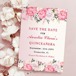 Romantische Pastel-Rose Blumensüß 16 Save The Date