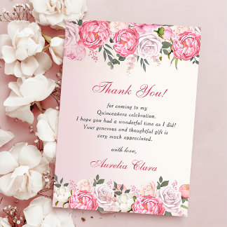 Romantische Pastel Rose Sweet 16 Danke Karte