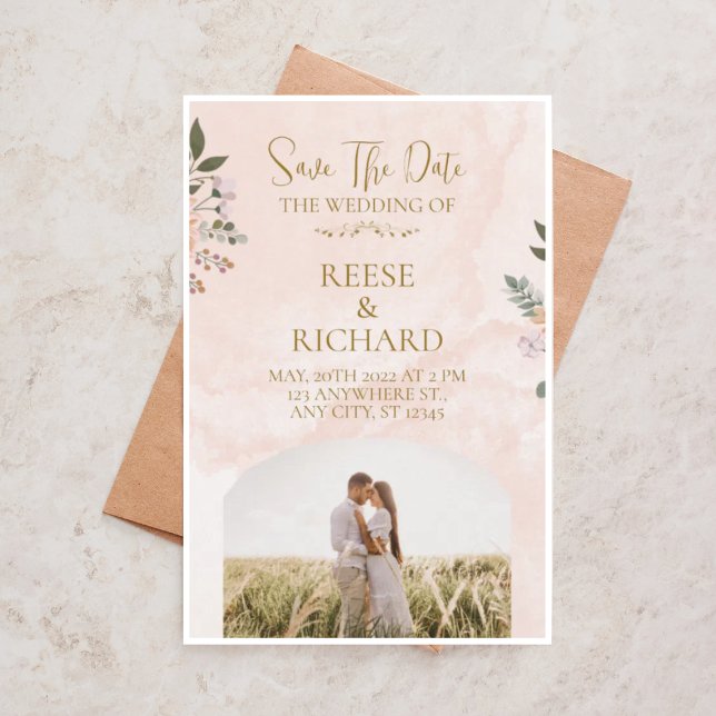 "Romantische Pastel Save the Date Einladung (Von Creator hochgeladen)