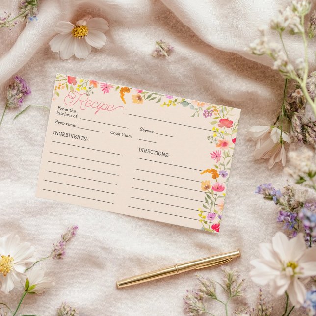 Romantische Pastel-Wildblume Bloom Brautrezept Einladung (Romantic Pastel Wildflower Bloom bridal recipe Invitation)
