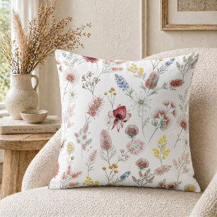 Romantische Pastell-Aquarell-Wildblumen Kissen