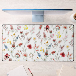 Romantische Pastell-Aquarell-Wildblumen Schreibtischunterlage