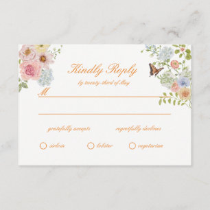 Romantische Pastell-Blumen-Hochzeits-RSVP-Karte Begleitkarte