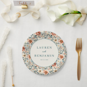 Romantische Pastell Blumen Pappteller