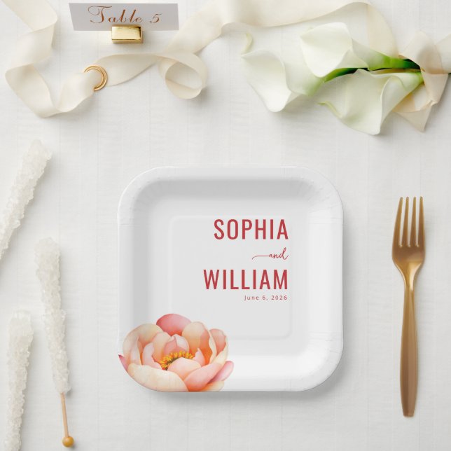 Romantische Pastell-Blumen Pappteller (Hochzeit)