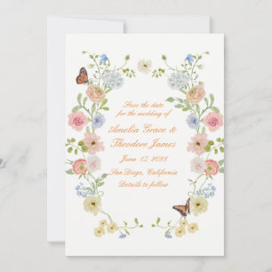 Romantische Pastell-Blumen-Save-the-Date-Karte Einladung