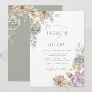 Romantische Pastell-Blumengarten-Hochzeit Einladung