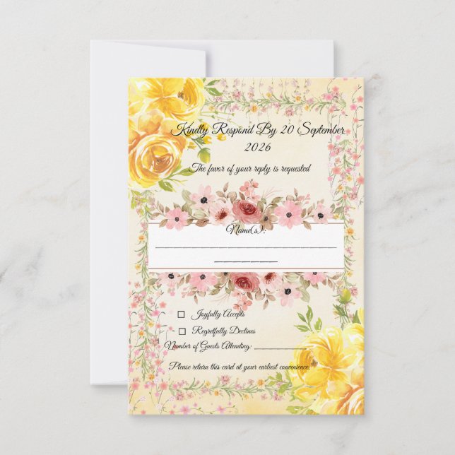 Romantische Pastell-Hochzeitspapeterie RSVP Karte (Vorderseite)