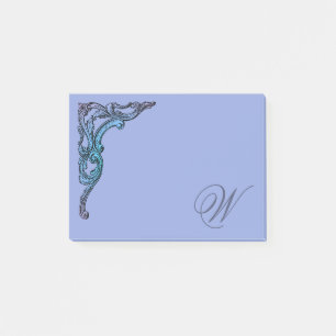 Romantische Pastell-Steampunk-Goth-Monogramm Post-it Klebezettel