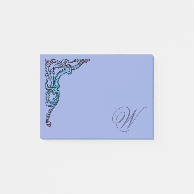 Romantische Pastell-Steampunk-Goth-Monogramm Post-it Klebezettel (Vorderseite)