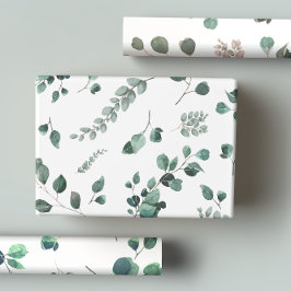 Romantische Pastelle und dunkelgrüne, rosa Eukalyp Geschenkpapier Set