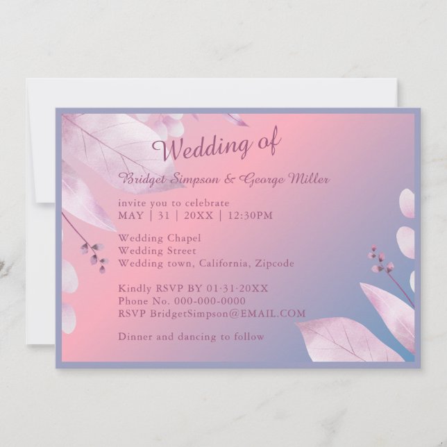 Romantische Pastellkirsche Blüte Sakura Hochzeit Einladung (Vorderseite)