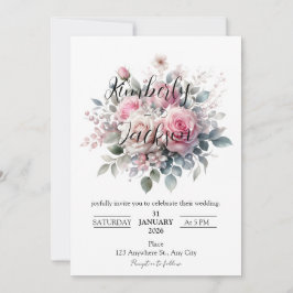 Romantische pastellrosa Rosenblüten Einladung