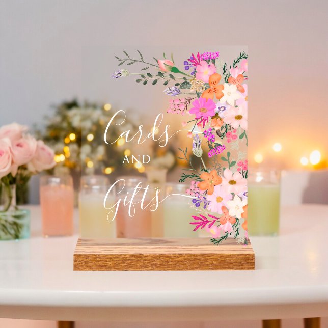 Romantische Pastellwild-Blume Brautparty Acrylschild (Romantic pastel wild flowers bridal shower acrylic sign)