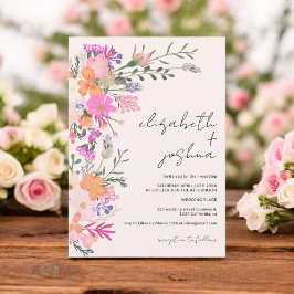 Romantische Pastellwilde Blume Frühjahrshochzeit Einladung