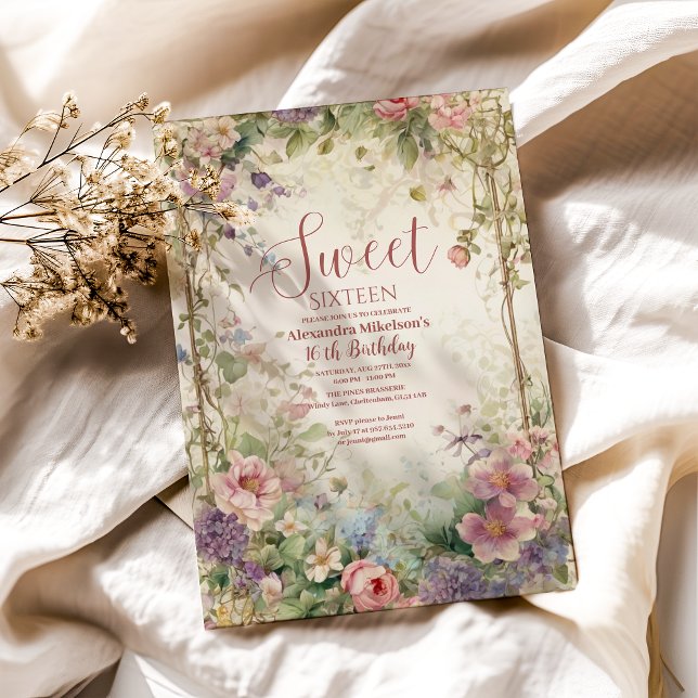Romantische PastelWildblumen Süß 16 Einladung (Von Creator hochgeladen)