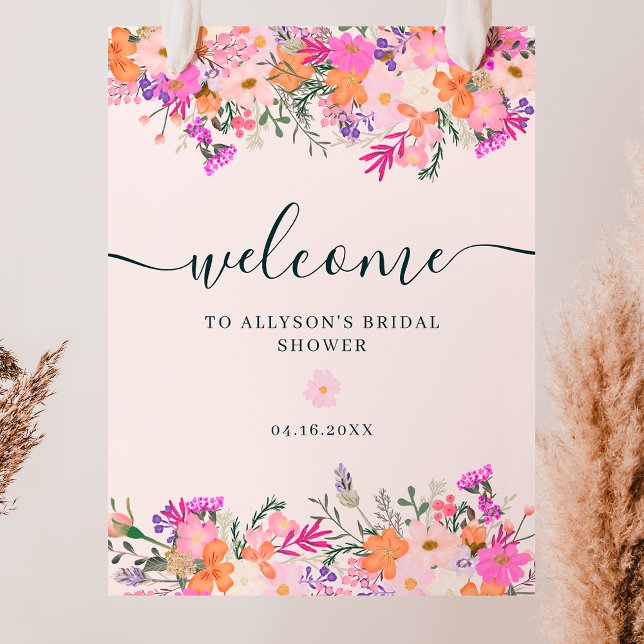 Romantische Pastete wilde Blume Frühlingsempfang Poster (Romantic pastel wild flowers spring welcome poster)