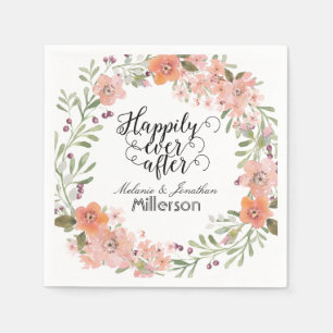 Romantische Peach Floral Wedding Serviette