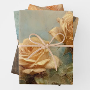 Romantische Peach-Rose Blumenkohl-Brautparty Geschenkpapier Set