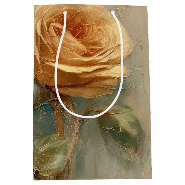 Romantische Peach-Rose Blumenkohl-Brautparty Mittlere Geschenktüte (Vorderseite)